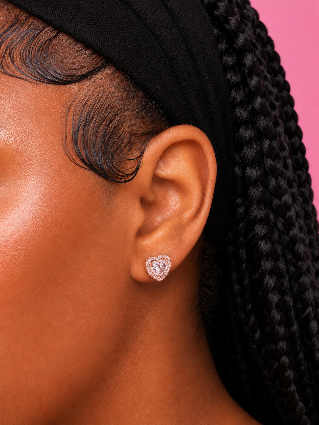 Heart Halo CZ Stud Earrings